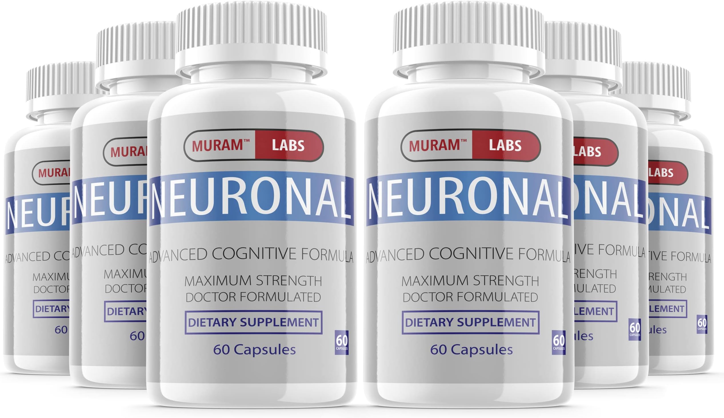 (6 Pack) Neuronal Brain Supplement, Cognitive Formula, 6 Bottle Package, 6 Month Supply (360 Capsules)