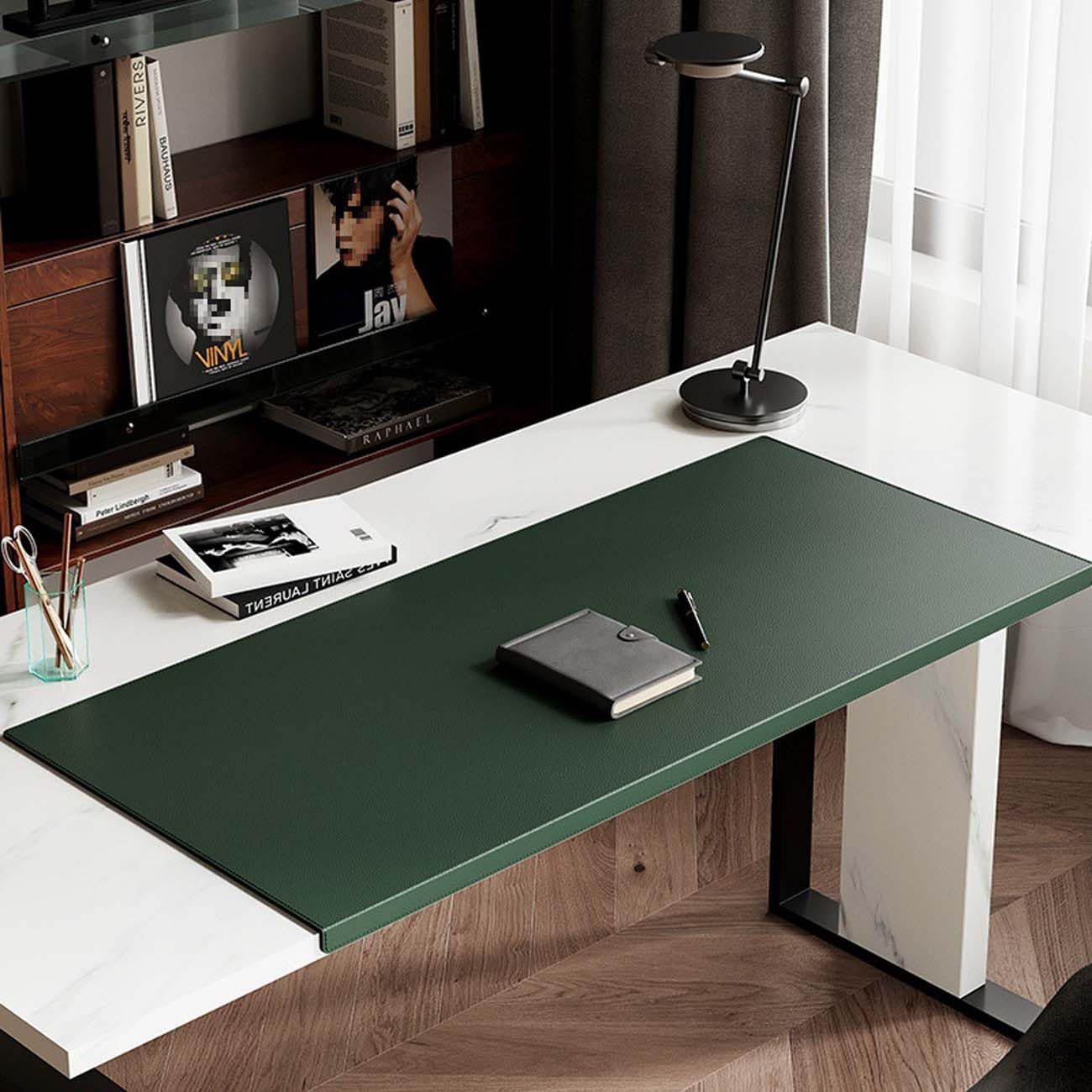 Tappetino protettivo per mouse, tappetino da scrivania, impermeabile, antigraffio, in pelle PU, per ufficio, casa, scrivania, tappetino da scrivania (60 x 120 cm, verde scuro)