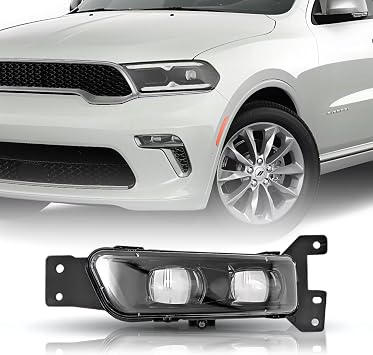 XIJIE Fit for LED Fog Light 2014-2023 Dodge Durango 2017-2021 Grand Cherokee SRT 2022 Grand Cherokee WK Front Fog Light Lamp Assembly Drivers Left Side Black Housing