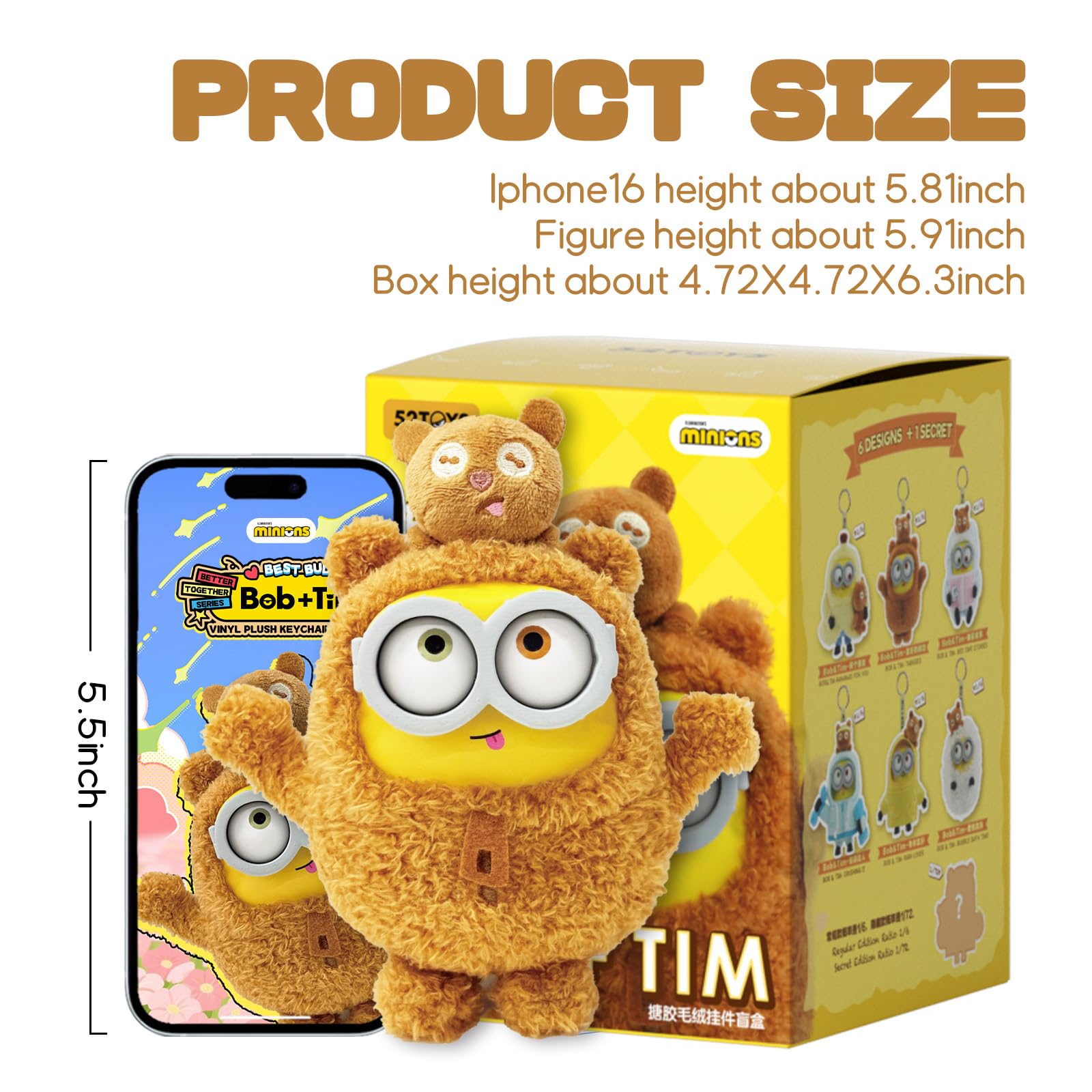 52TOYS bob+tim ミニオン 52TOYS MINIONS BOB+TIM BETTER TOGETHER SERIES VINYL PLUSH PENDANT