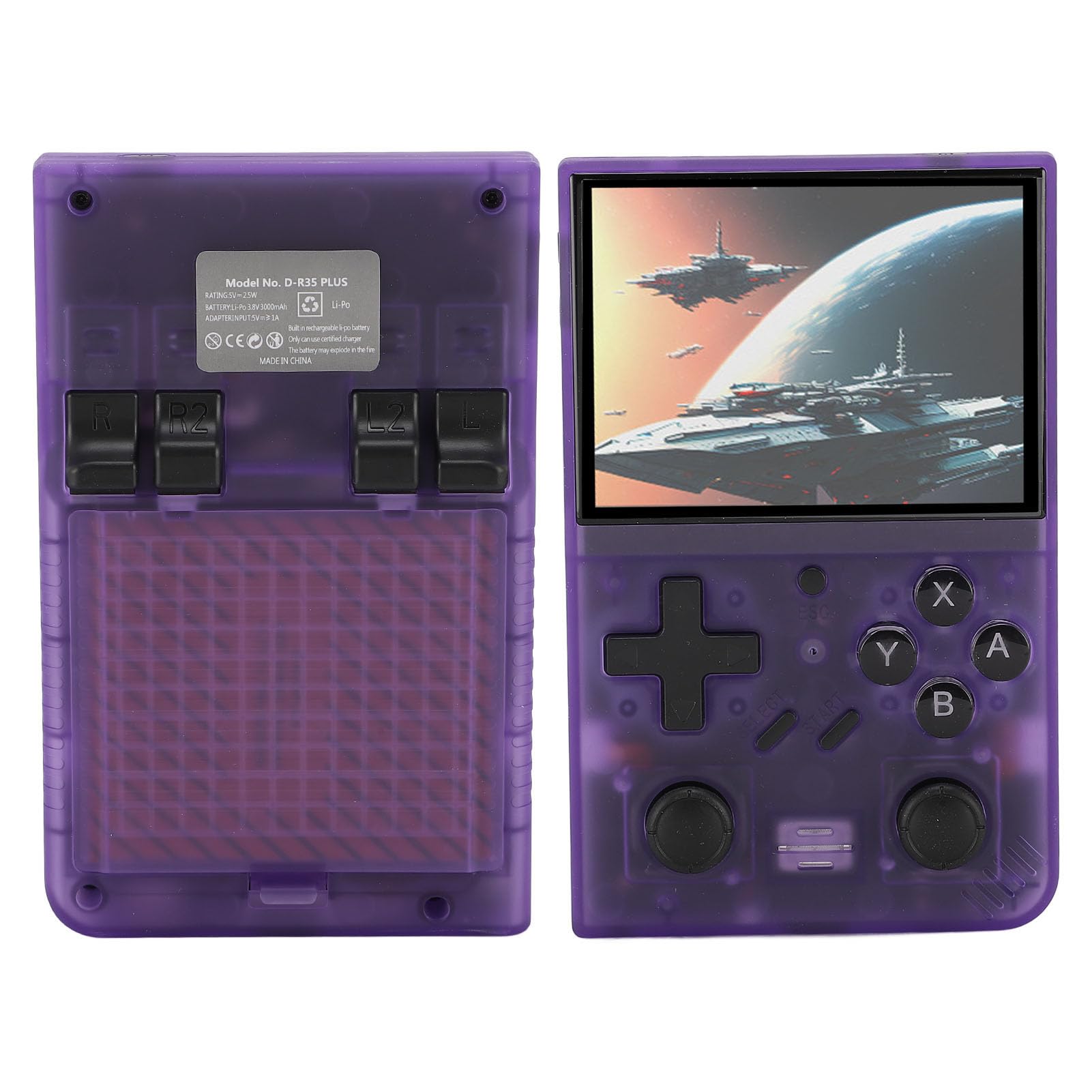 Handheld-Retro-Spielekonsole, Komfortables Design, Immersives Display für und Familie, Tragbare Videospielkonsole 3,5 Zoll für Reisen, Arbeit, Camping (Lila)