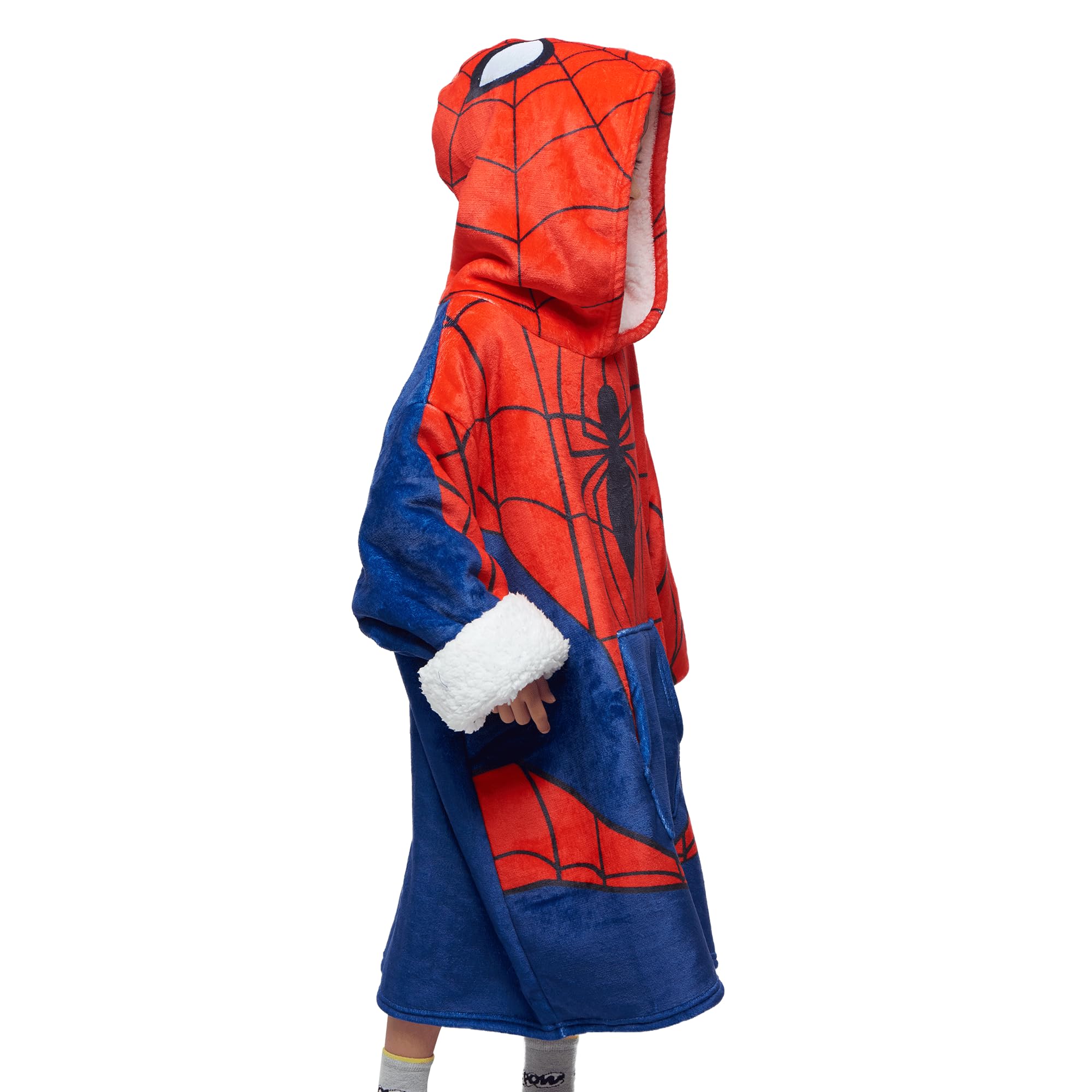 Disney Home Spiderman- Übergroße Hoodie Sweatshirt Decke mit Kapuze für Junge Kinder- Spiderman Oversized Sherpa Fleece Kapuzenpullover… – Ansicht 2
