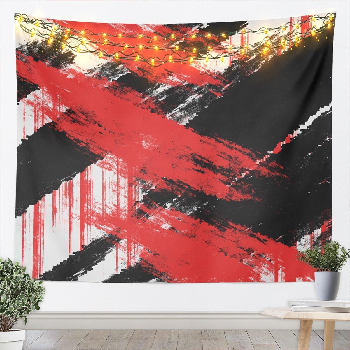 jejeloiu Black Golden Teal Stripes Tapestry Kids Large 59"x82" Geometric Modern Abstract Art Wall Art for Boys Girls Teens Luxury Geometric Line Wall Hanging Blanket Room Decor image 3