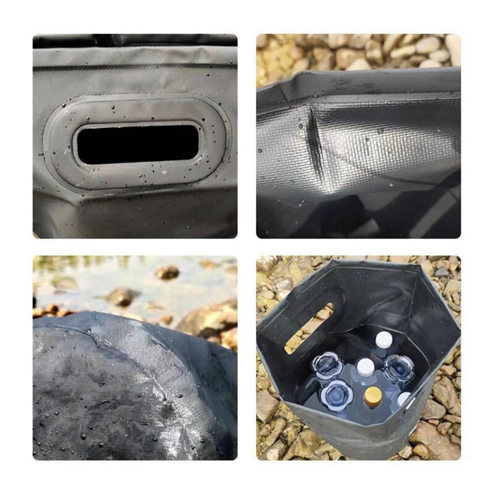 Secchio d'acqua pieghevole da esterno portatile per campeggio, picnic, pesca, viaggi, comodo da riporre e facile da trasportare, cachi S