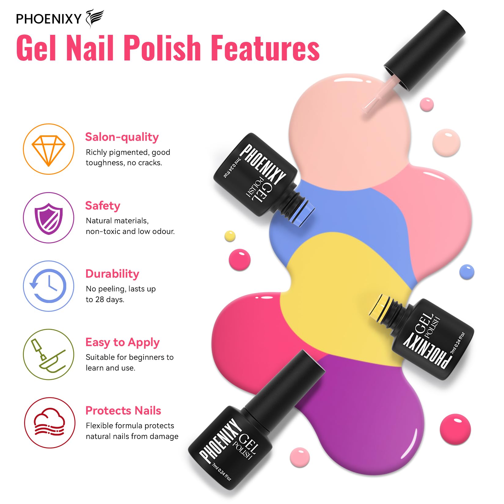 PHOENIXY Gel Nail Polish Kit for DIY Manicure and Nail Art