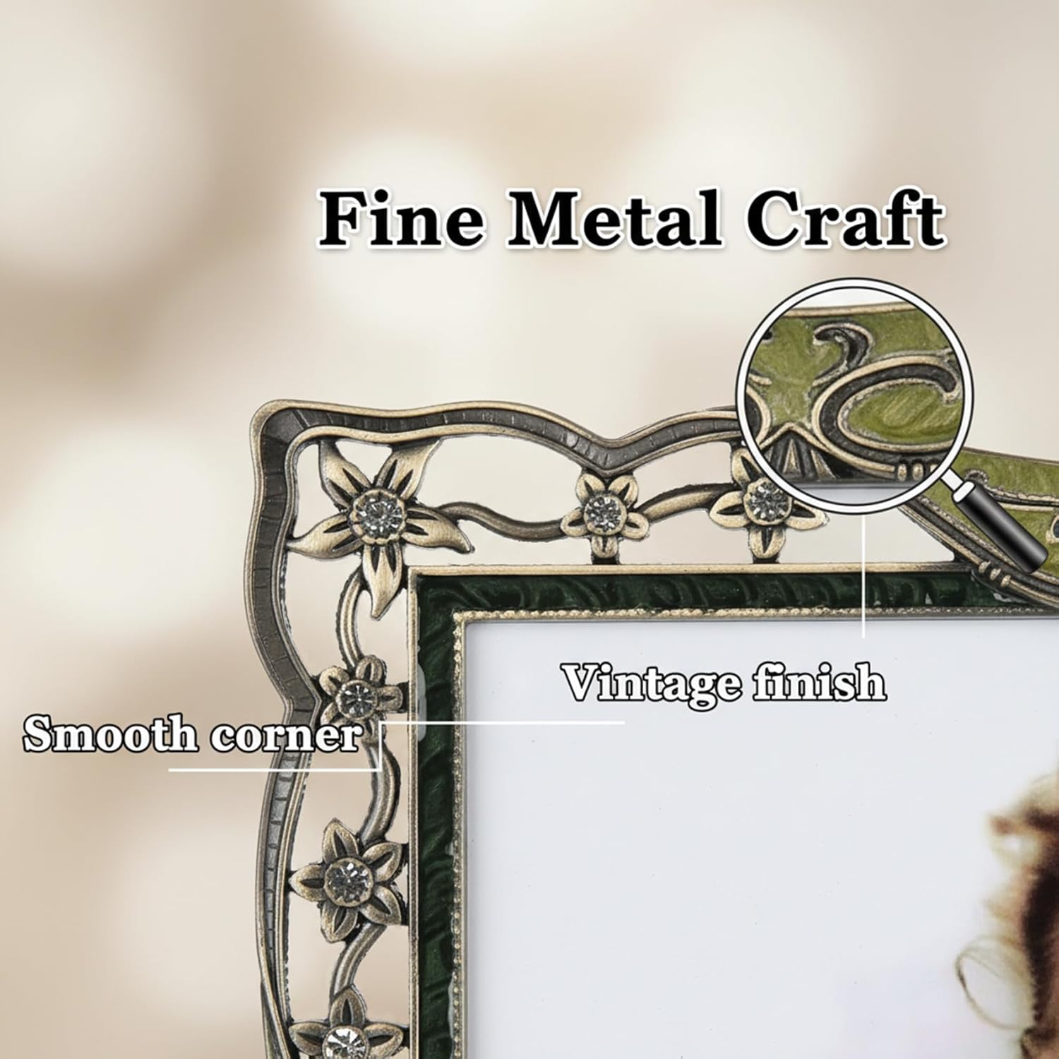 Vintage 8x10 Metal Picture Frame - Ornate Antique Style, Tabletop/Wall Decor, Horizontal/Vertical Display, Ideal for Christmas/Wedding Gifts