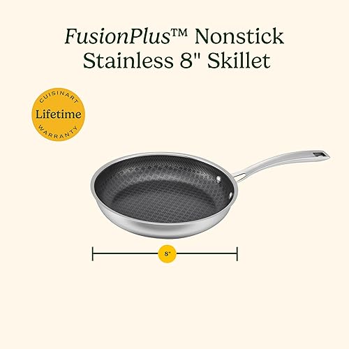 Miniatura 8 de Cuisinart FusionPlus - Utensilios de cocina antiadherentes de acero inoxidable, sartén de 8 pulgadas con tecnología cerámica PURELYSEAR sin PFAS, a