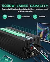 Vista 4 de Inversor de corriente de onda sinusoidal pura de 5000 W 48 V de 48 V CC a 110 V CA con control remoto inalámbrico, pantalla LCD, 4 salidas de CA, 1