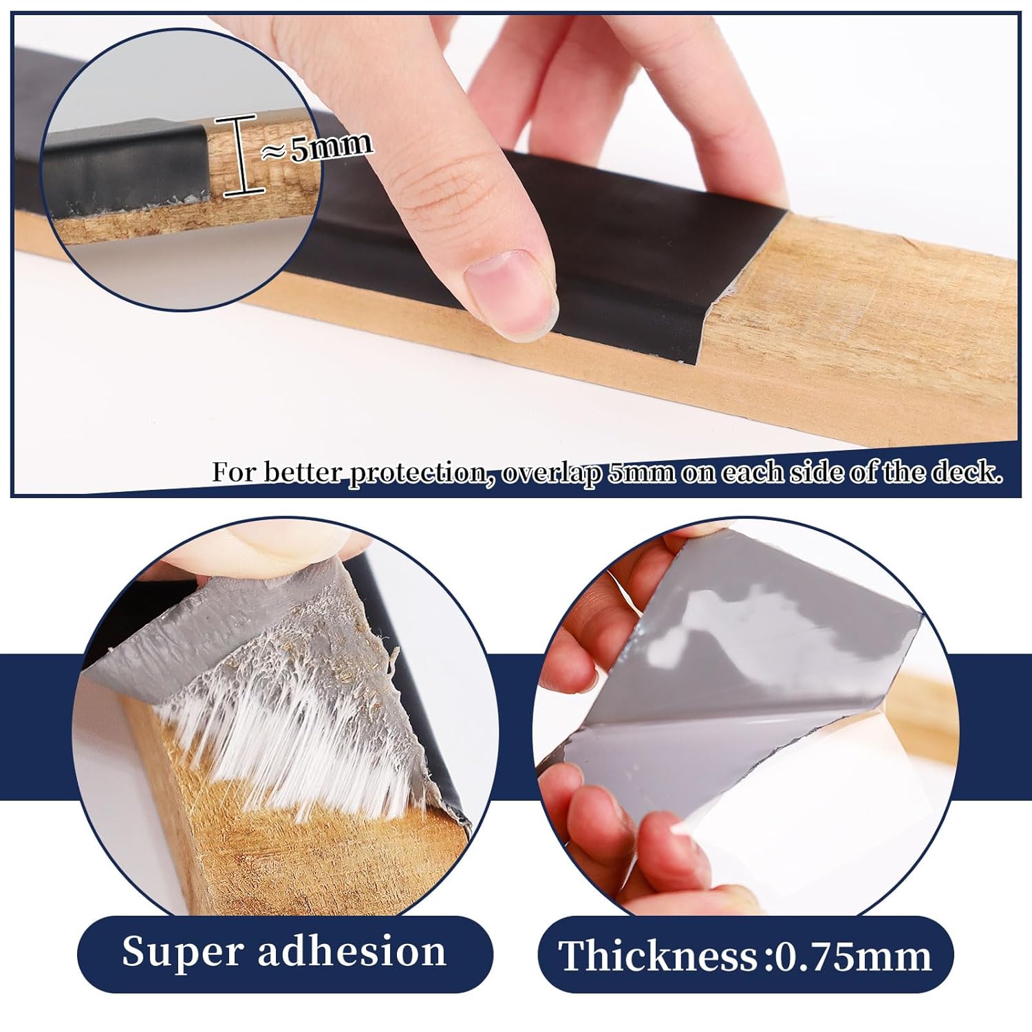 Butyl Joist Tape for Decking 2 Inch 50 Feet, 8 Rolls Waterproof Seal Antiseptic Self-Adhesive Flashing Joist Tape for Wood Roof Decks Beams Building