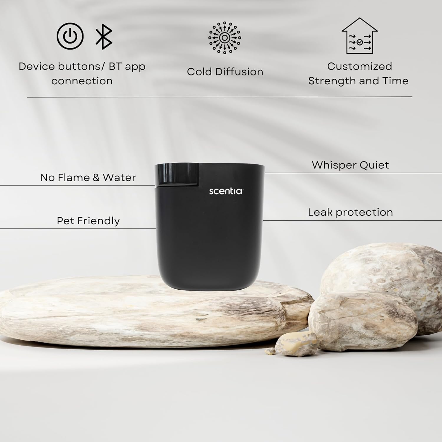 Scentia Waterless Plug-in Scent Diffuser with App Control | Essential Oil Diffuser | Hotel-Inspired Scent Included | 600 Sq. Ft. Coverage | Housewarming Gift | Black - Image 5