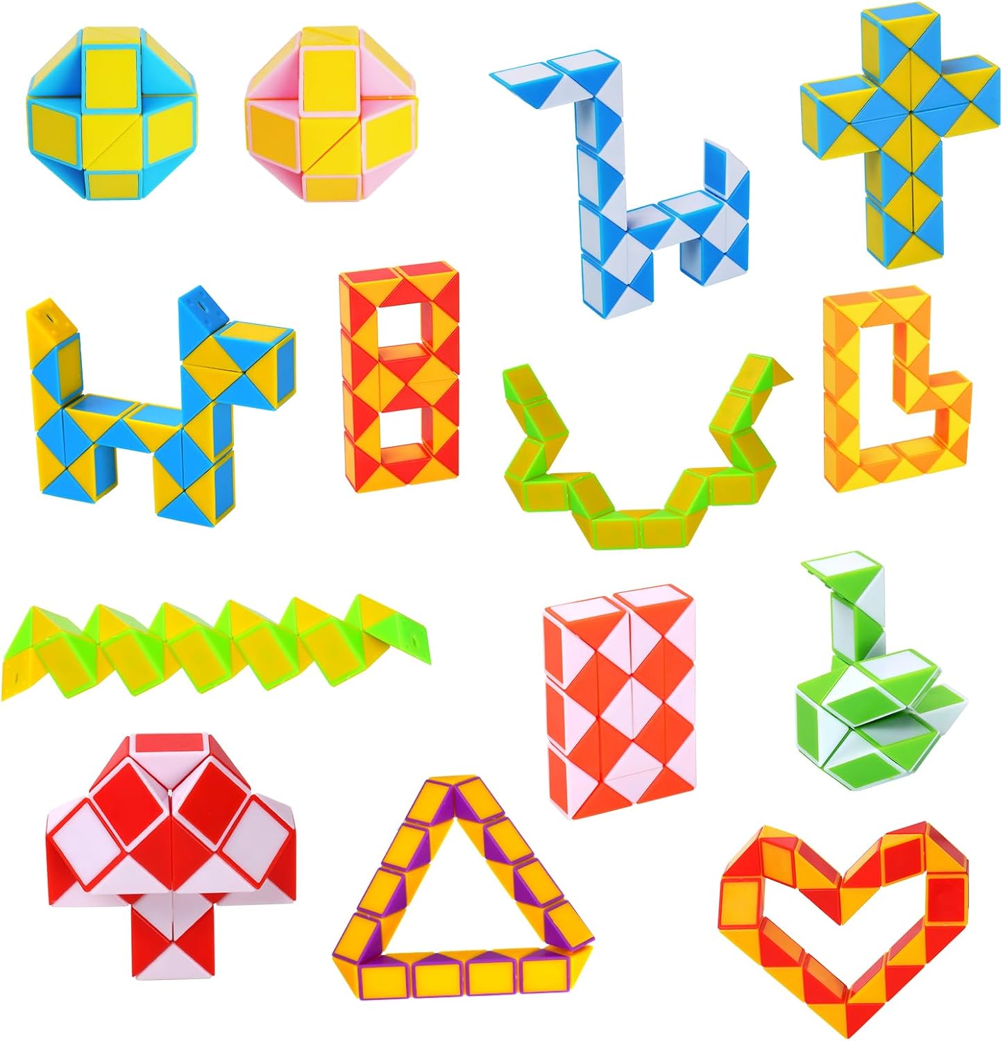 Ainiv Magic Snake Cube, 14 Pack 24 Blocks Mini Fidget Snake Cube