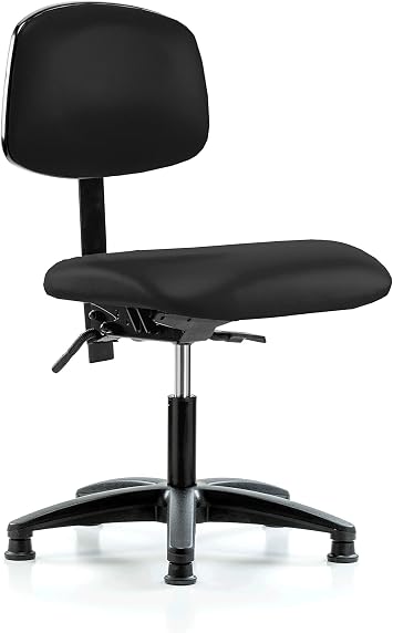 Perch Stationary Lab Chair with Adjustable Back Support | Desk Height 17-22" | Black Fabric