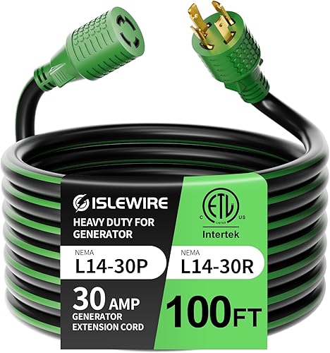 Miniatura 10 de Cable generador de extensión de 4 clavijas y 30 amperios de 50 pies, NEMA L14-30PL14-30R, 125250 voltios hasta 7500 vatios, cable de alimentación