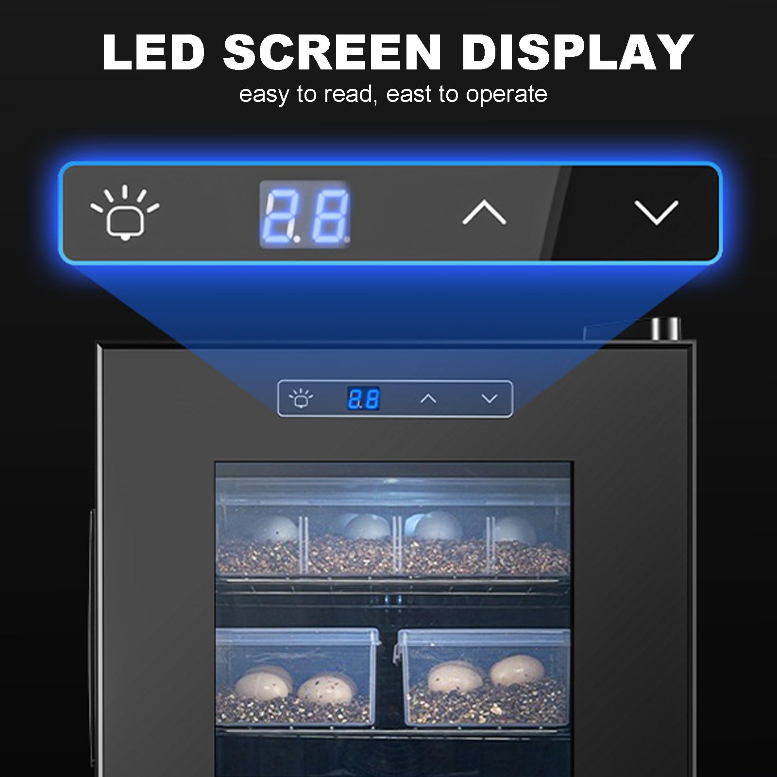 Incubadora Automática De Reptiles Grande 23/33/49L | Refrigeración Y Calefacción 10-40℃ | Criadero Silencioso De Huevos De Reptiles Con Pantalla Digital Led Para Tortugas, Lagartos Y Serpientes,23L