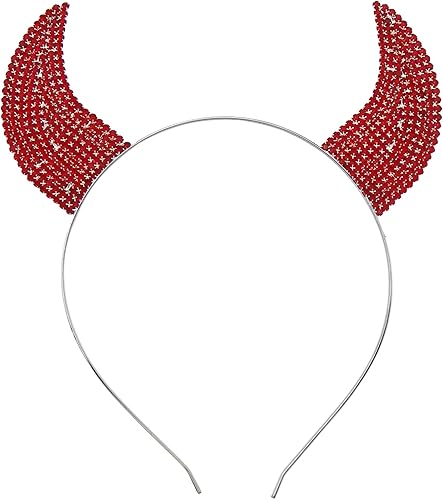 Rosemarie Collections Women's Spooky Fun Crystal Rhinestone Red Devil Horns Decorative Halloween Costume 1 Headband