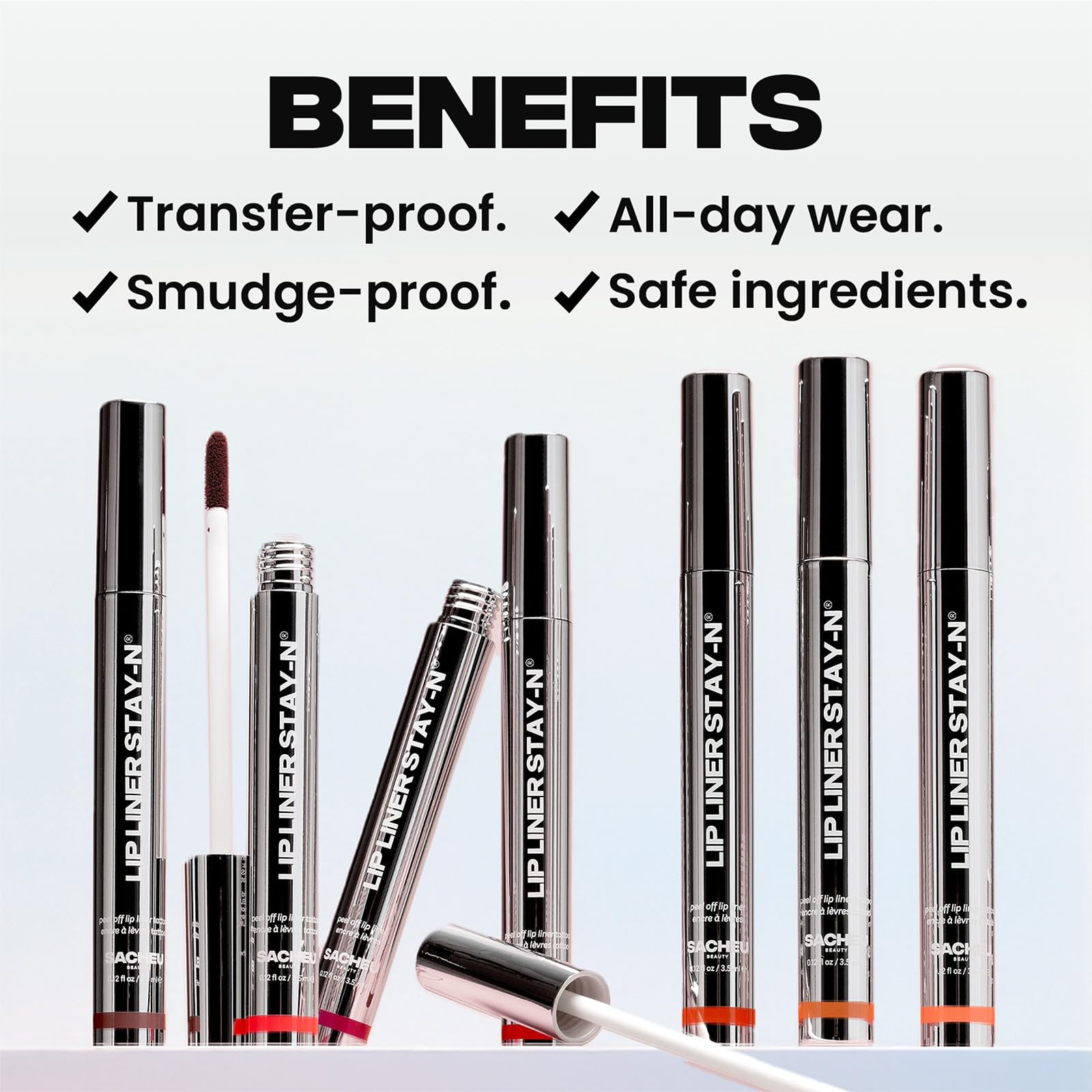 Sacheu Lip Liner STAY-N Peel Off Lip Stain — Long Lasting Waterproof Lip Tint with Hyaluronic Acid & Vitamin E — Transfer Proof Matte Finish, Vegan & Cruelty-Free (p-INKED)