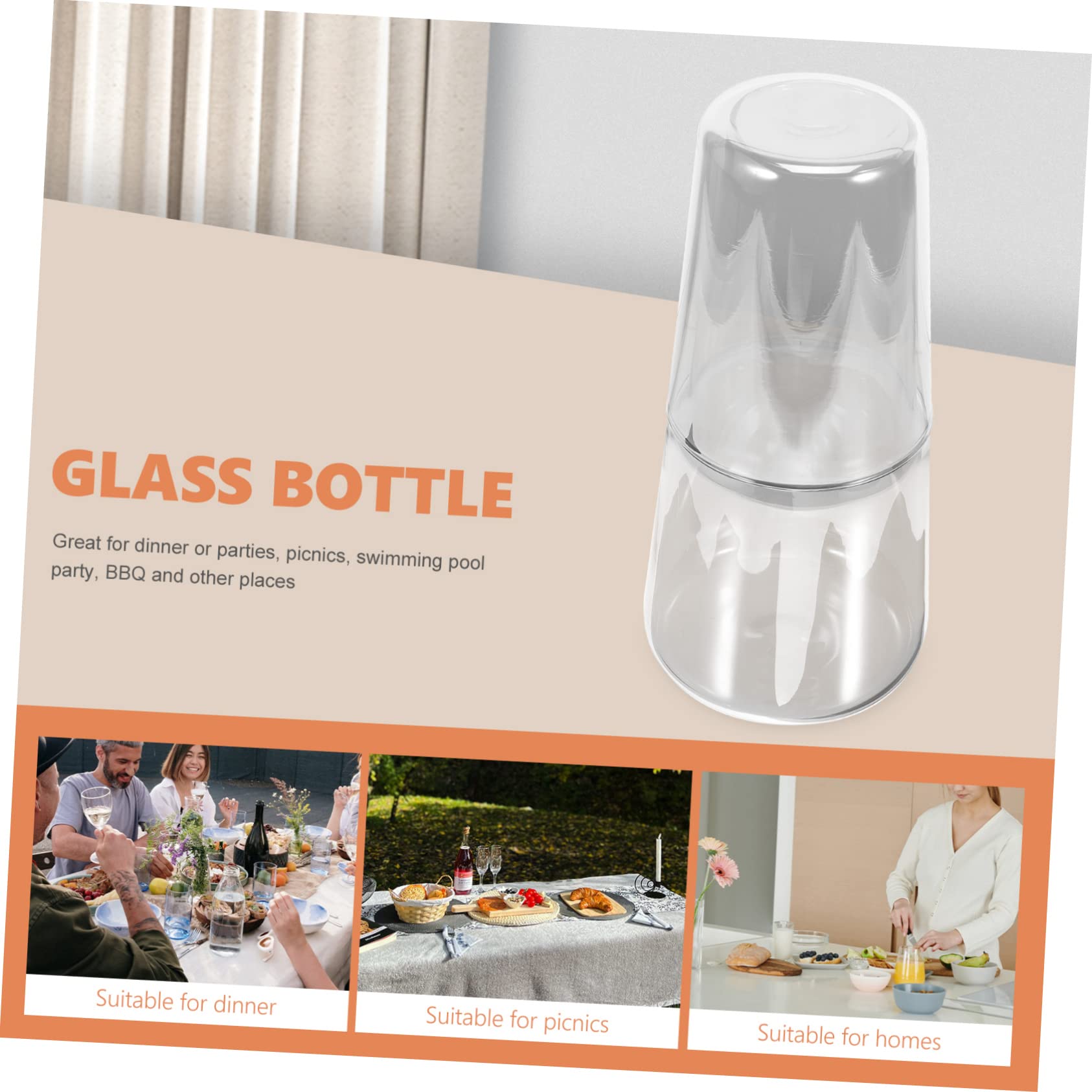 Glas Wasserkaraffe 800ml mit Tasse als Deckel für Bad und Bett