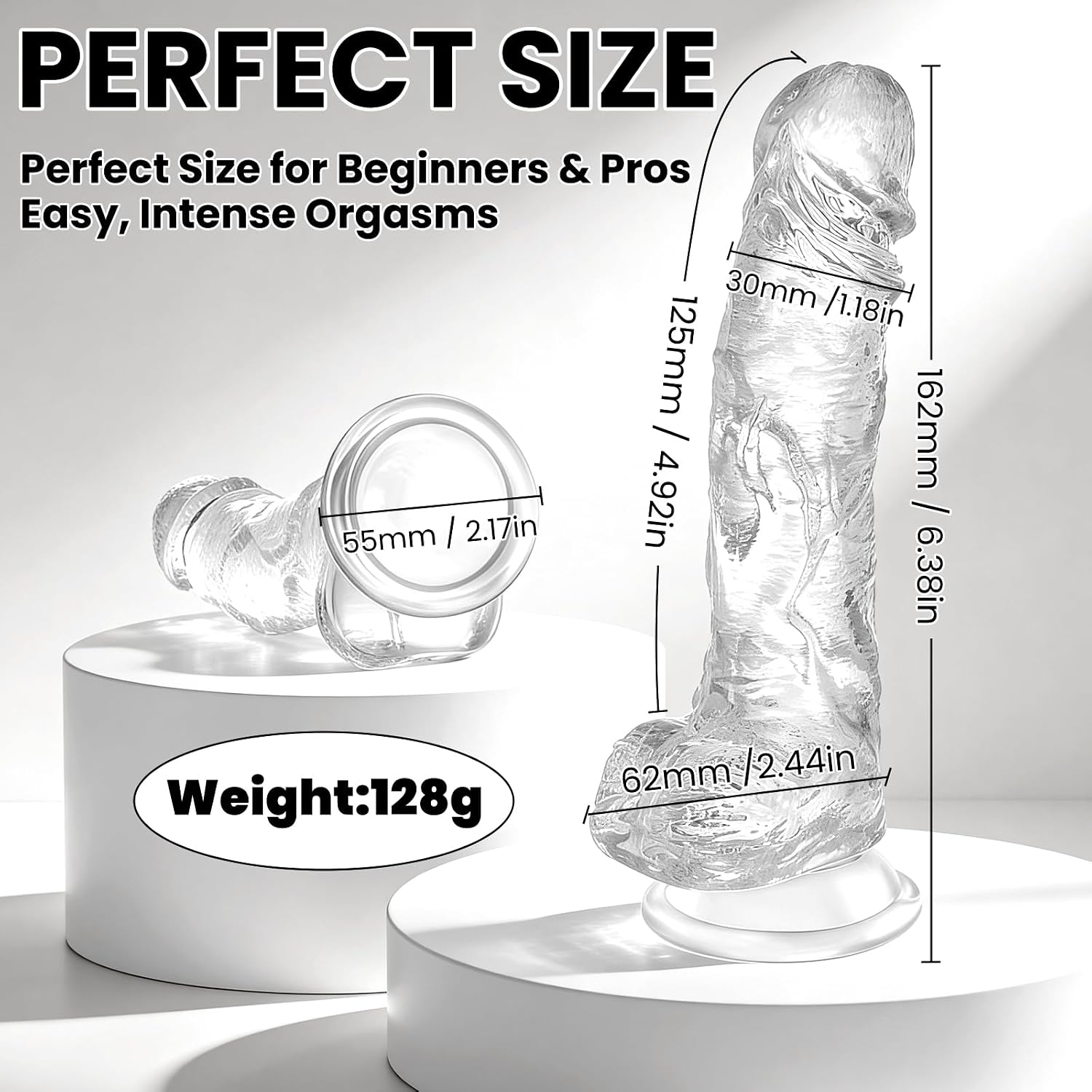 AAV 6’’ Clear Dildo Sex Toy, Soft Body-Safe Silicone Realistic Dildos Penis