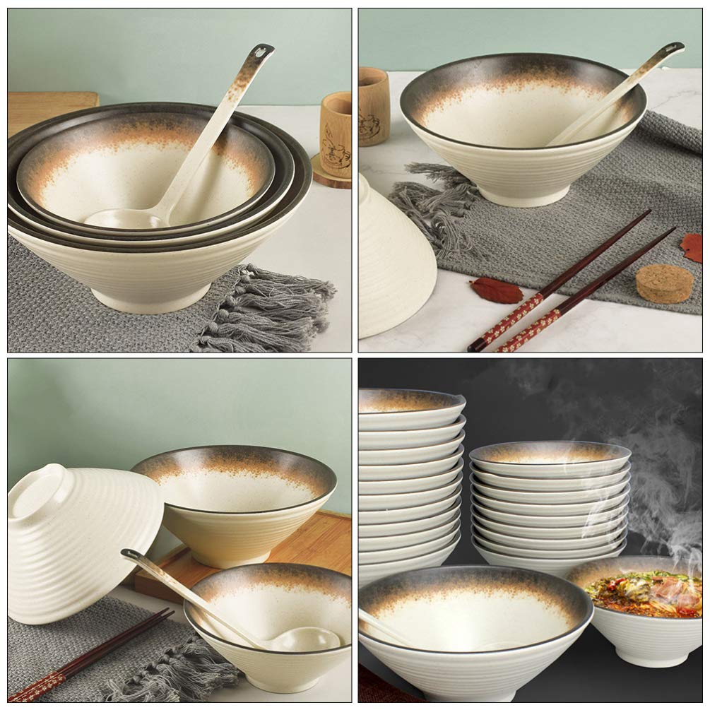 Juego de 2 uds de Cuencos Ramen con cucharas a Juego para Sopa de Fideos Pho Udon Soba Laksa arroz Ensalada Postre arroz Pho Cereal Ensalada Sopa Restaurante