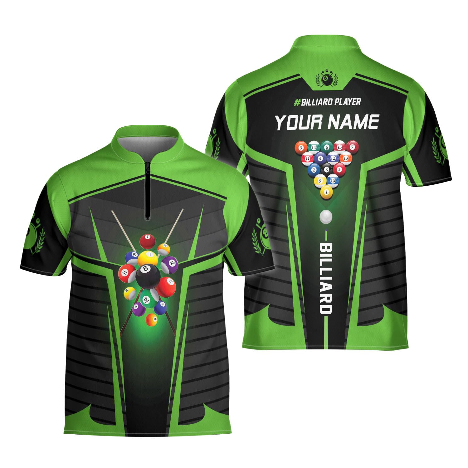 Artparel Personalized Billiard Jersey 3D Billiard Shirts for Men Billiard Bowling Jersey Billiards 9 Ball Pool Shirts for Men (Polyester Blend, BLL14)