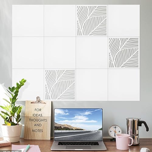 Miniatura 2 de Paquete de 12 paneles acústicos autoadhesivos, paneles de pared insonorizados de 12 x 12 x 0.4 pulgadas, decoración de pared de alta densidad,