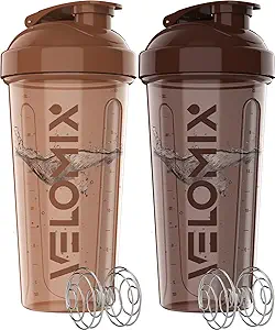 -2 Pack- 28 oz Protein Shaker Bottles for Protein Mixes - 2x Wire Whisk | Leak Proof Shaker Cups for Protein Shakes | Protein Shaker Bottle Pack | Shakers for Protein Shakes-Brown Colors
