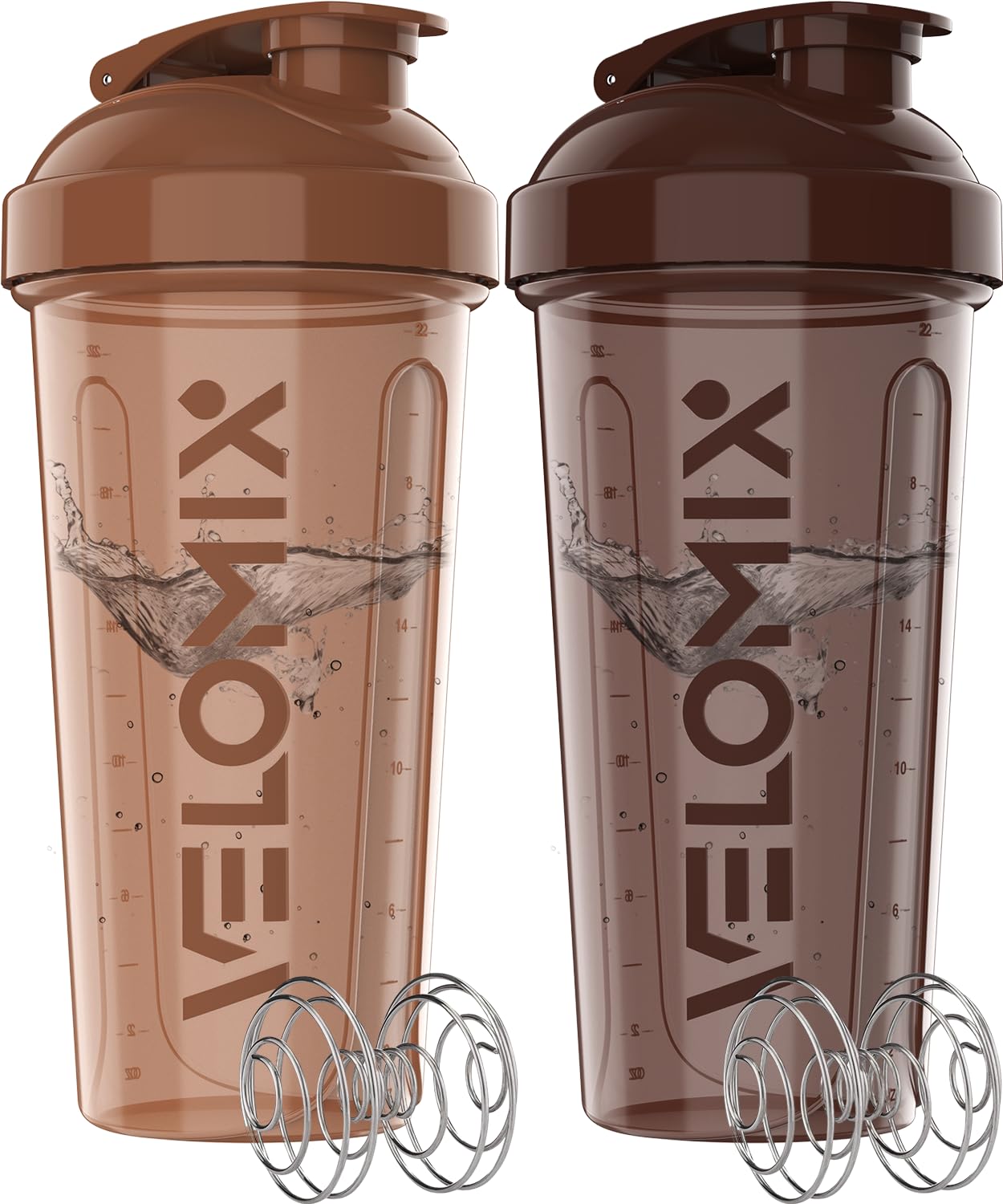 VELOMIX2in1 colors -2 Pack- 28 oz Protein Shaker Bottles for Protein Mixes - 2x Wire Whisk | Leak Proof Shaker Cups for Protein Shakes | Protein Shaker Bottle Pack | Shakers for Protein Shakes