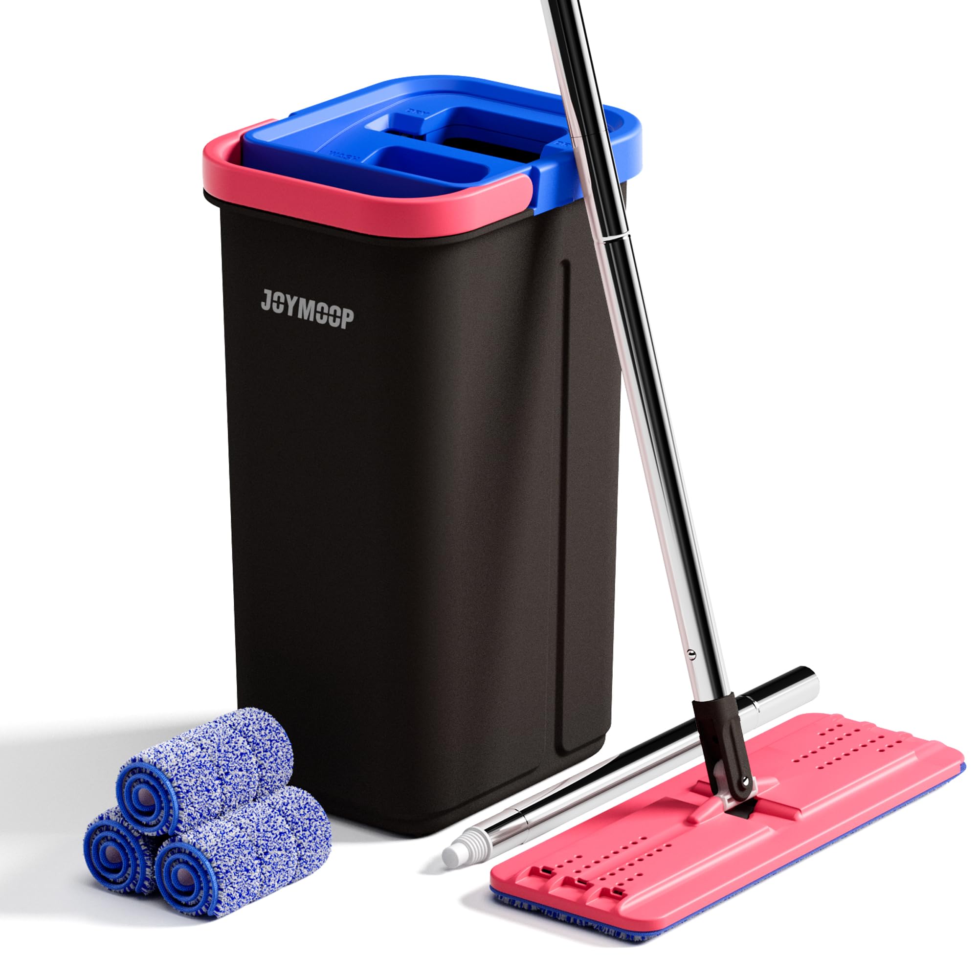 使い勝手の良い専用バケツと6枚の交換パッドが付いたフロアモップ Amazon.co.jp: JOYMOOP モップとバケツセット 家庭用 ハンズフリー