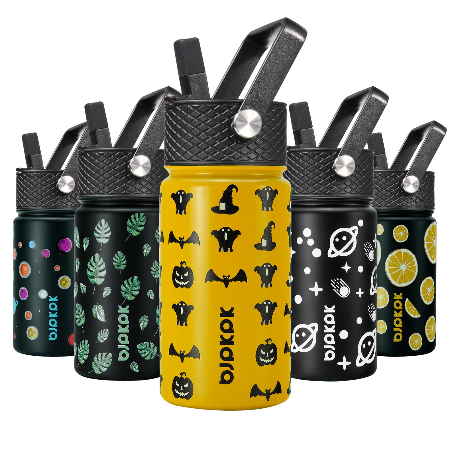 BJPKPK Insulated Water Bottle, 15oz Stainless Steel with Straw Lid