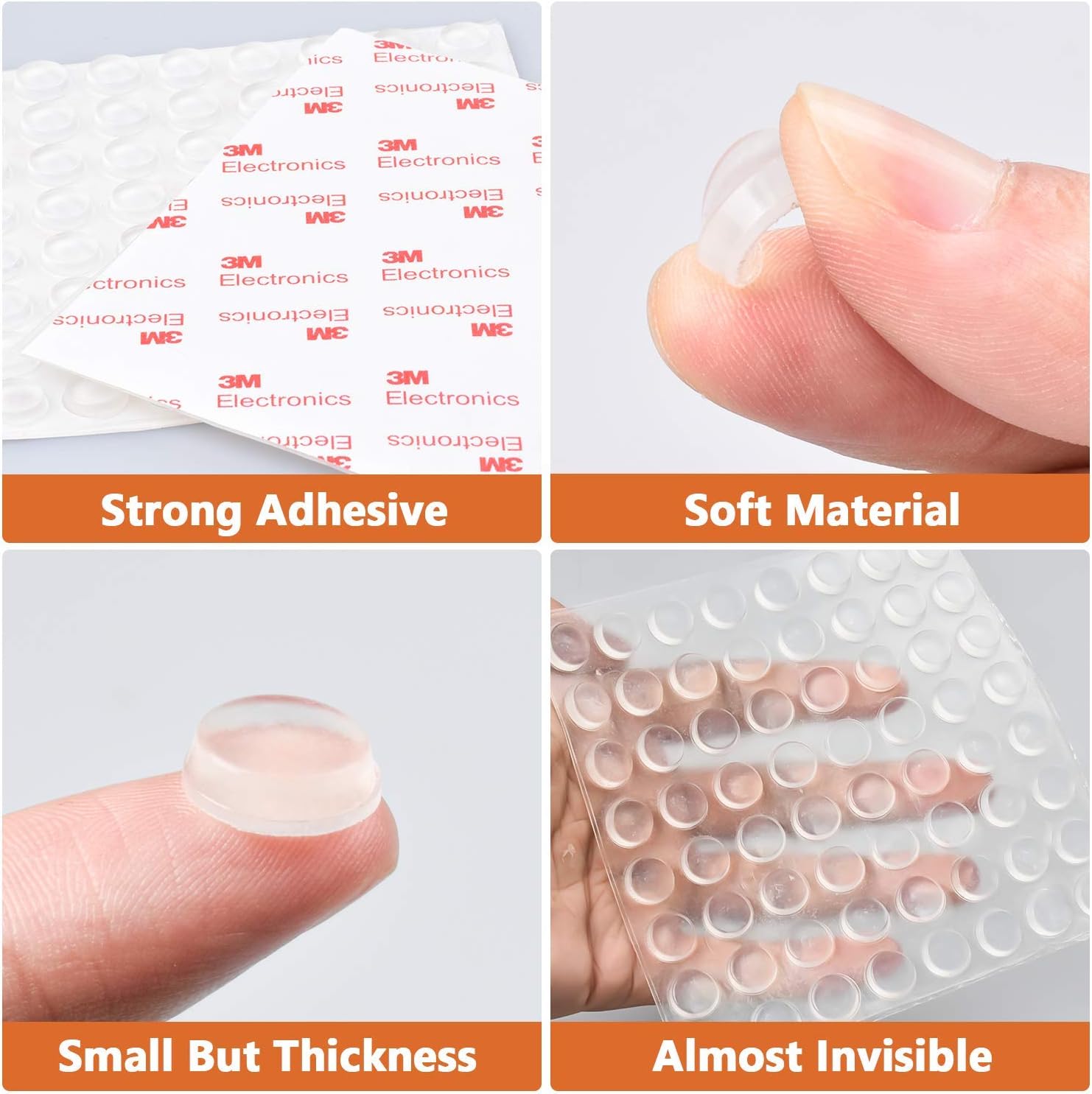 Cabinet Bumpers 200 PCS Clear Self Adhesive Rubber Bumpers Pads, Clear Cupboard Door Bumpers Sound Dampening, Stopper Bumper Pads for Drawers, Laptop