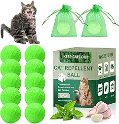 Repelente de gatos ao ar livre, bolas naturais para ambientes internos e externos com óleos essenciais para manter os gatos longe do quintal, jardim, gramado, móveis, lata de lixo, plantas – Dissuasor