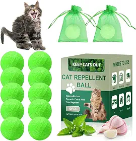 Repelente de gatos ao ar livre, bolas naturais para ambientes internos e externos com óleos essenciais para manter os gatos longe do quintal, jardim, gramado, móveis, lata de lixo, plantas – Dissuasor