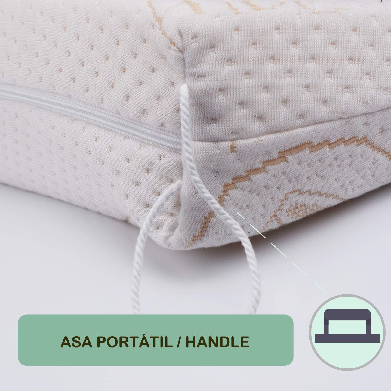PEKITAS Coussin cale incliné pour adulte anti-reflux avec housse lavable AloeVera fabriquée en Espagne (110 cm de large - 15° d'inclinaison)..