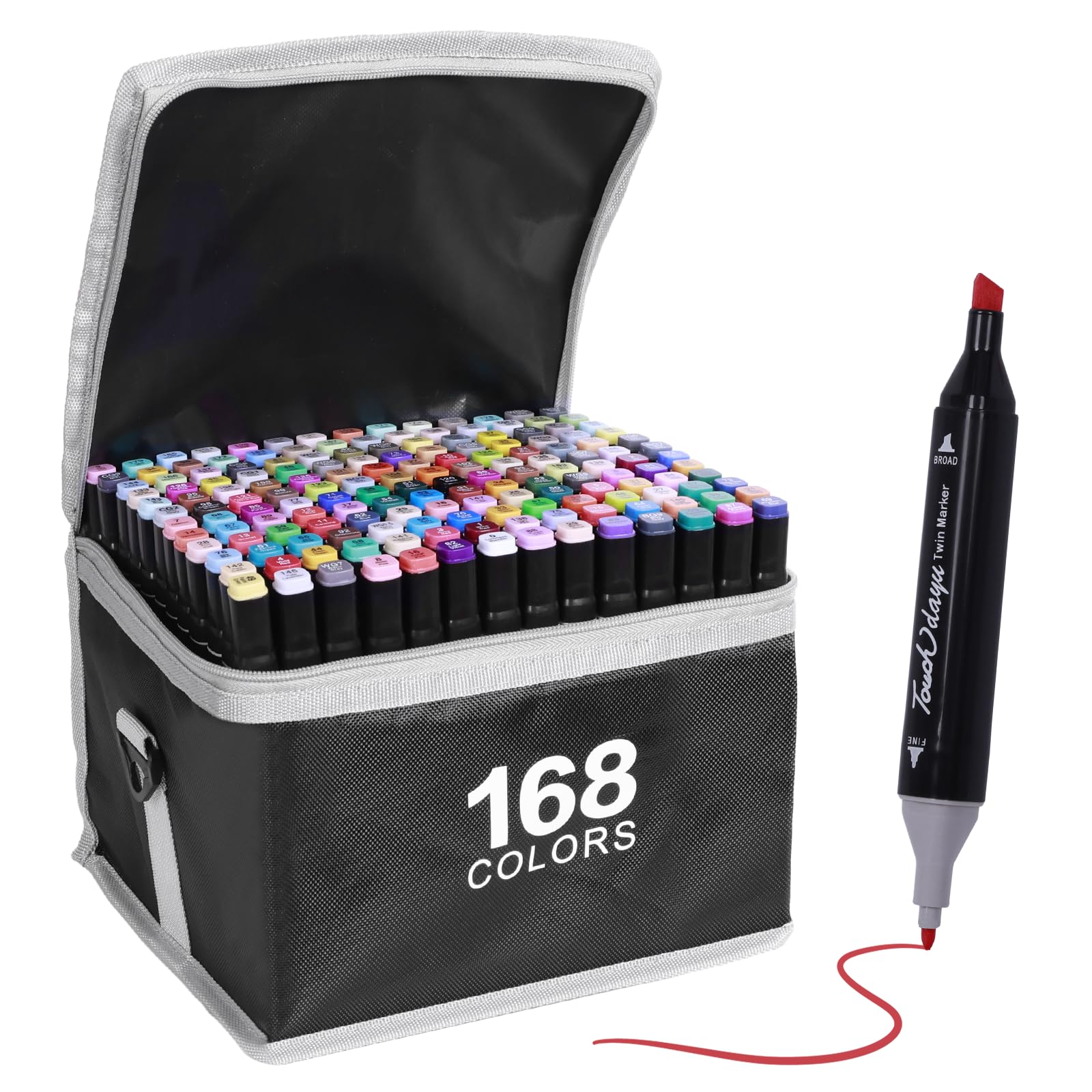 Rotuladores Doble Punta de 168 colores,Juego de rotuladores Adecuado para Diseño, Bocetos, Cómics y Garabat,Coloración para Adultos
