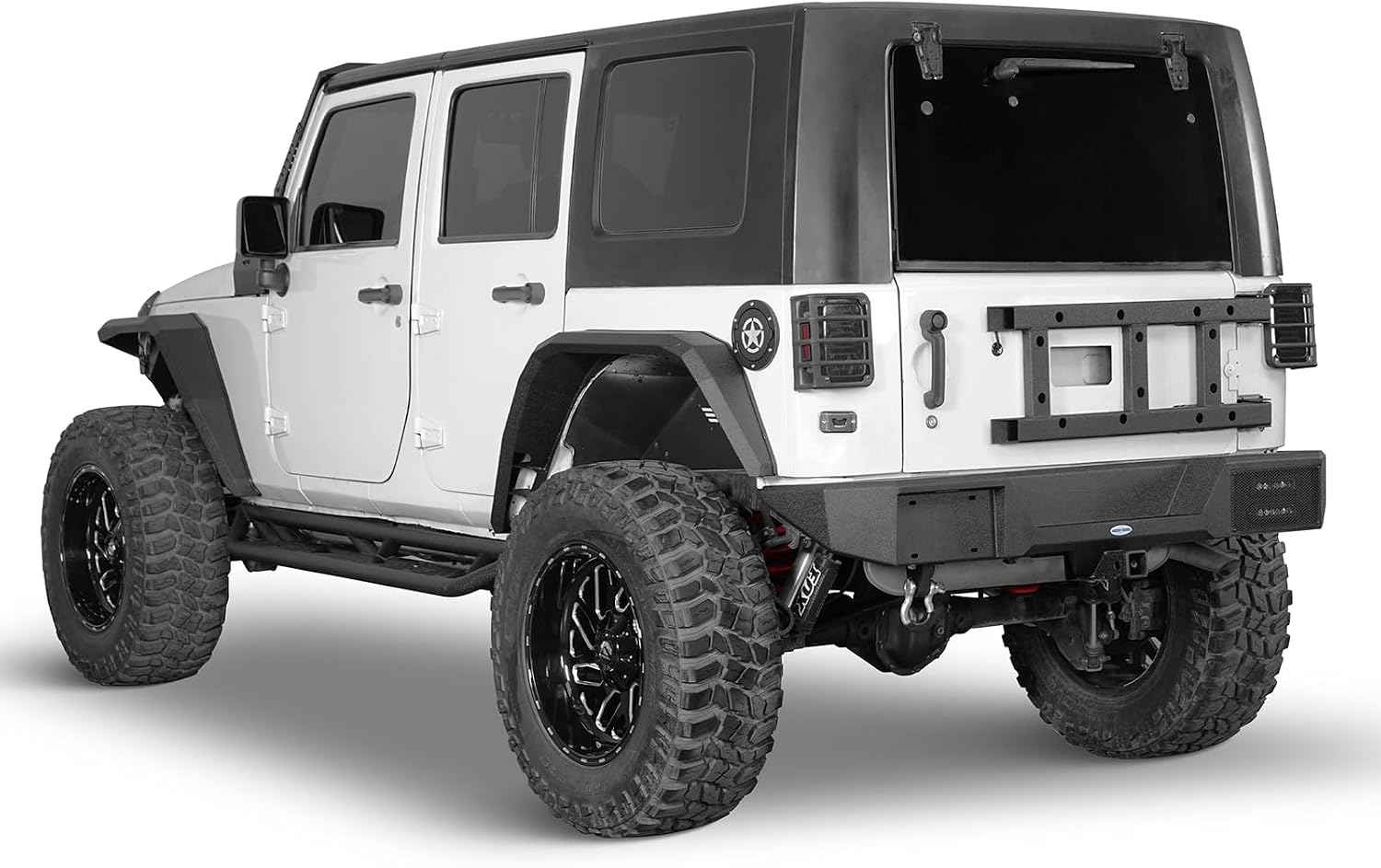 Hooke Road for Jeep JK Guardian Rear Bumper w/LED Lights & 2" Hitch Receiver & D-Ring for 2007-2018 Jeep Wrangler JK & Unlimited