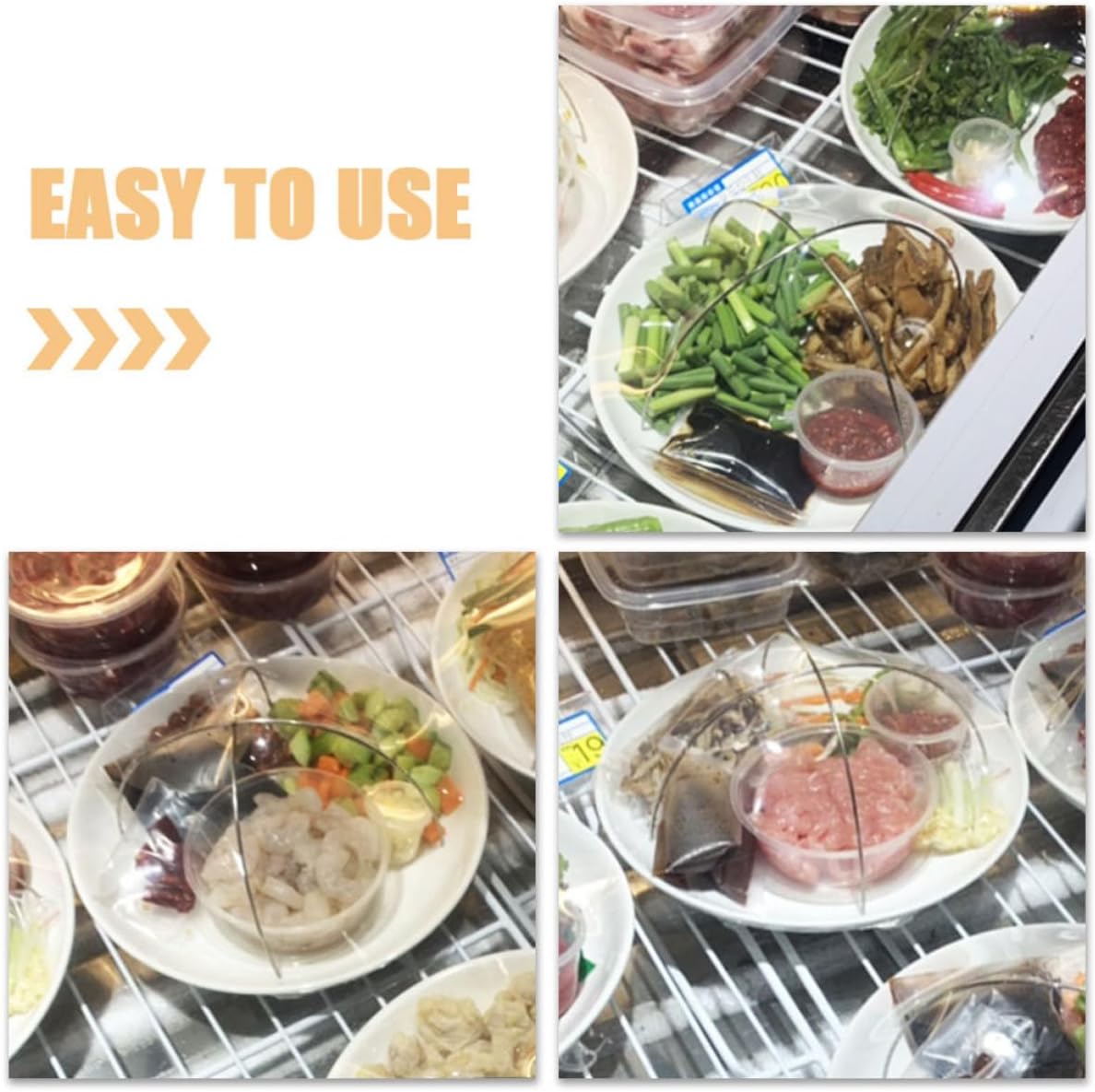 Amosfun 5pcs Stainless Steel Plastic Wrap Support Rack for Food Plates Kitchen Accessory Sturdy Load-bearing Cling Film Holder with Easy-clean Smooth Edge for Restaurant Hotel Use