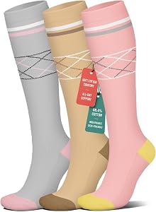 4 Pairs Compression Socks for Women Circulation-Best Support for Nurses,Running,Athletic,Travel