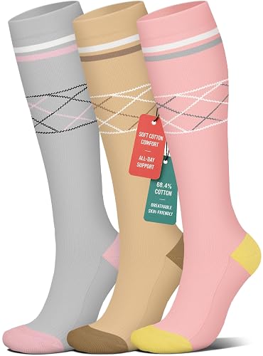 4 Pairs Compression Socks for Women Circulation-Best Support for Nurses,Running,Athletic,Travel