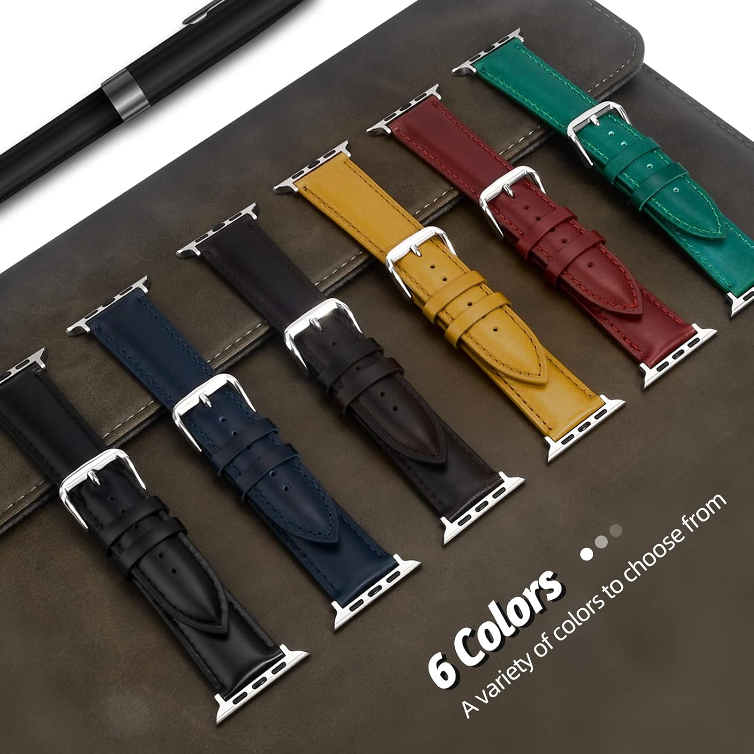 Compatible with Apple Watch Bands 49mm 45mm 44mm 42mm 41mm 40mm 38mm, Genuine Leather Accessories Replacement Wristband for iWatch Ultra2, Ultra, SE3 SE2 SE Series 9 8 7 6 5 4 3 2 1