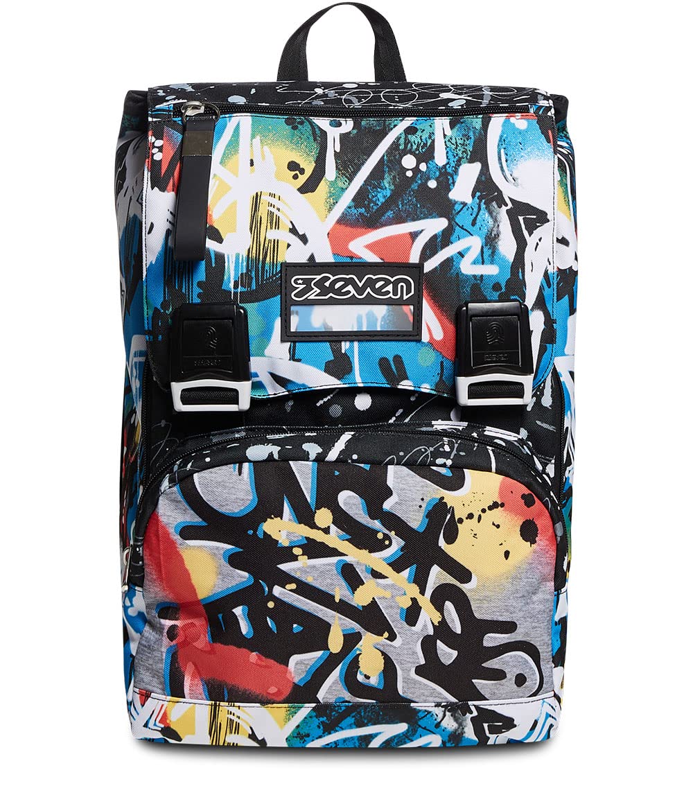 Seven Zaino Scuola Estensibile, Nero, Navybush Boy, Zaino Doppio Scomparto, Scuole Elementari e Medie, Bambini e Ragazzi