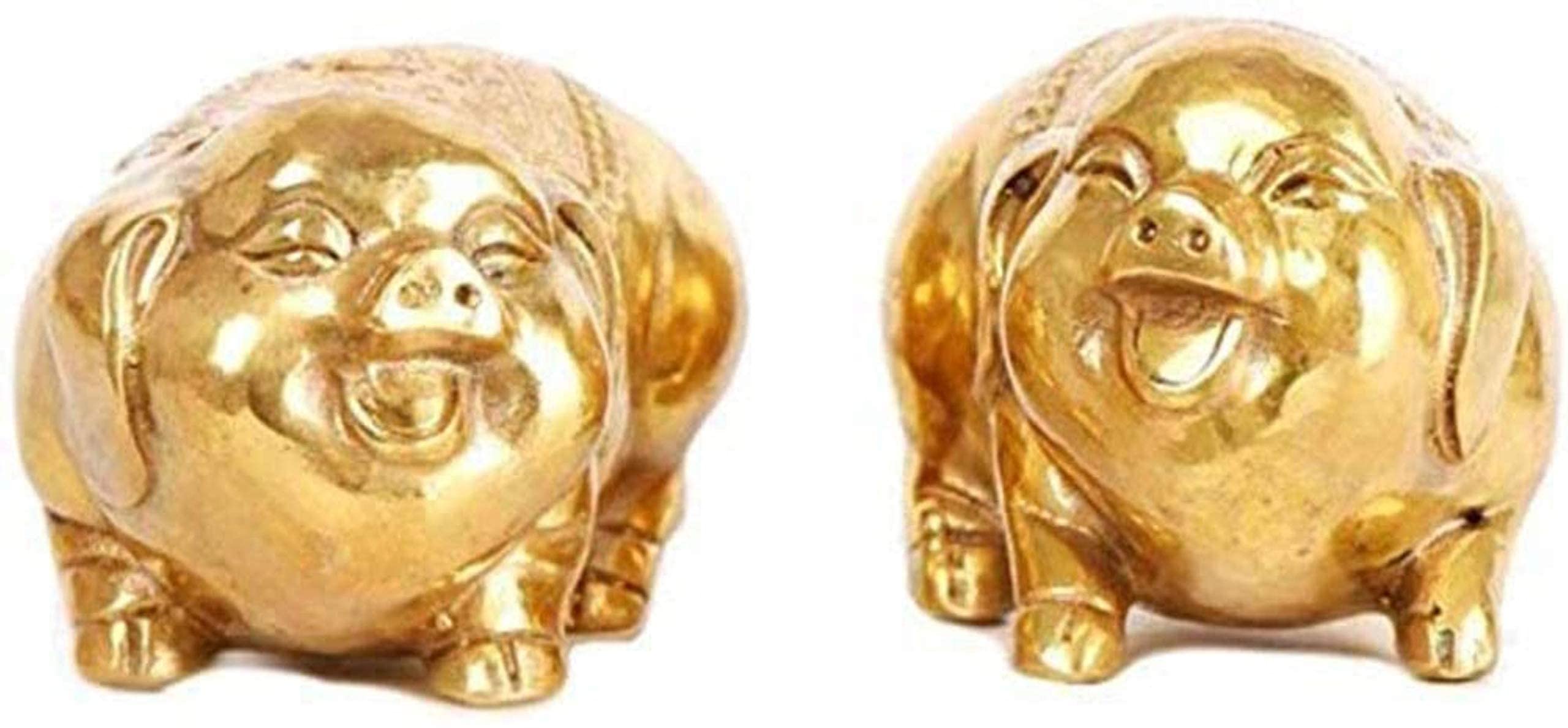 YNIYUJKL Feng Shui Ornaments A Pair Of Pure Brass Zodiac Pig Statues Chinese Decor Wealth And Good Luck Sculpture Gifts