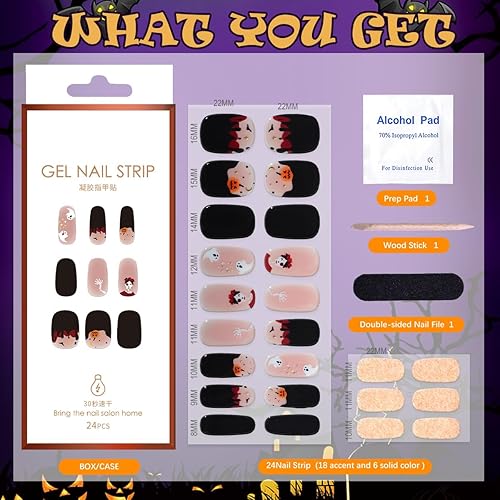 Miniatura 6 de Calcomanías de uñas de gel semicuradas para Navidad, 24 unidades, de larga duración, calidad de salón, tiras de uñas de gel semicuradas UV para