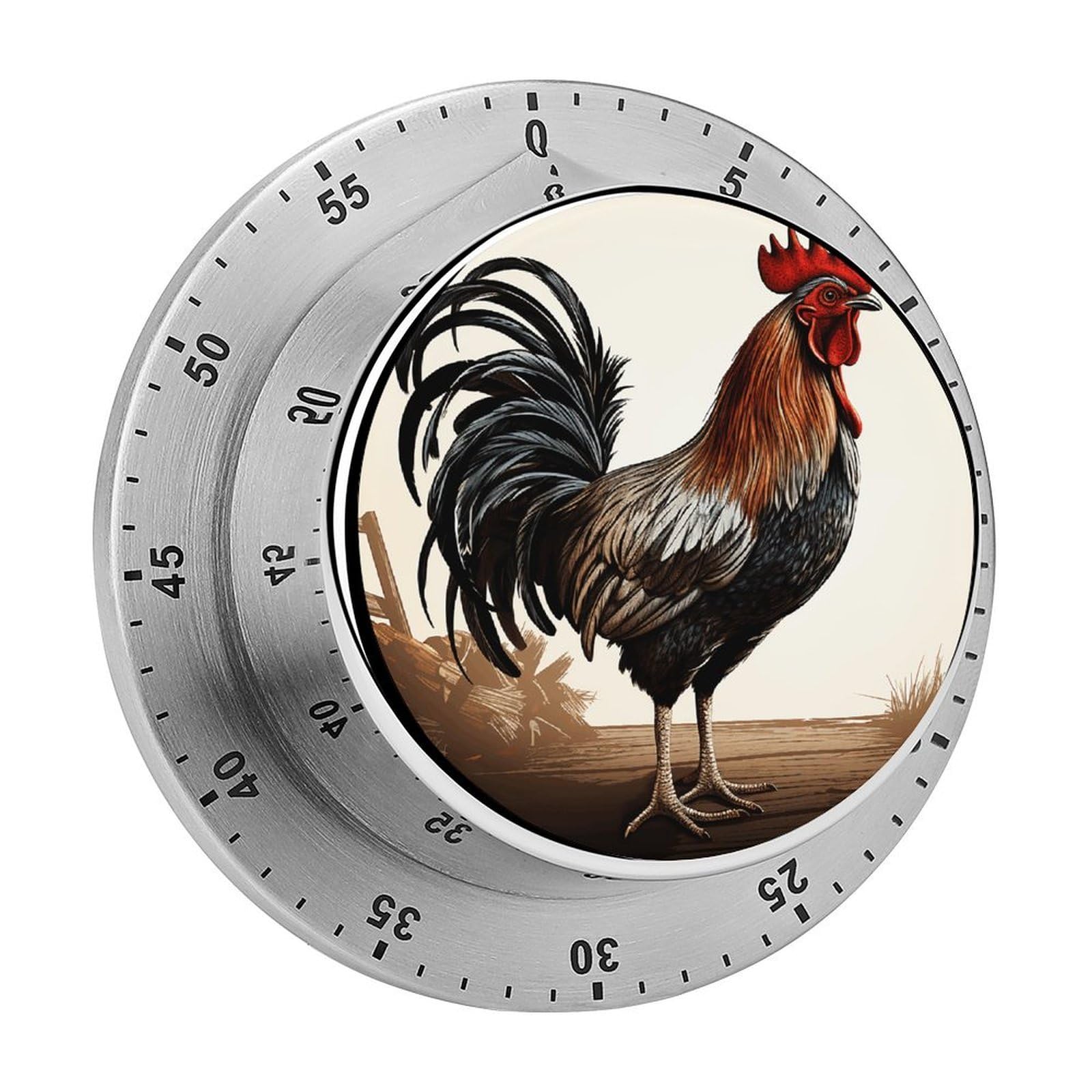 Rooster Kitchen Timer Chef Cooking Timers Clock with Loud Alarm Exquisite Stainless Steel Mechanical