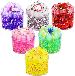 6 Pack,Fun Slime Crystal Clear Slime Kit,Super Soft and Non-Sticky, DIY Crunchy Slime Toy for Kids, Boba Slime Party Favors for Girls Boys, Stress Relief Toys