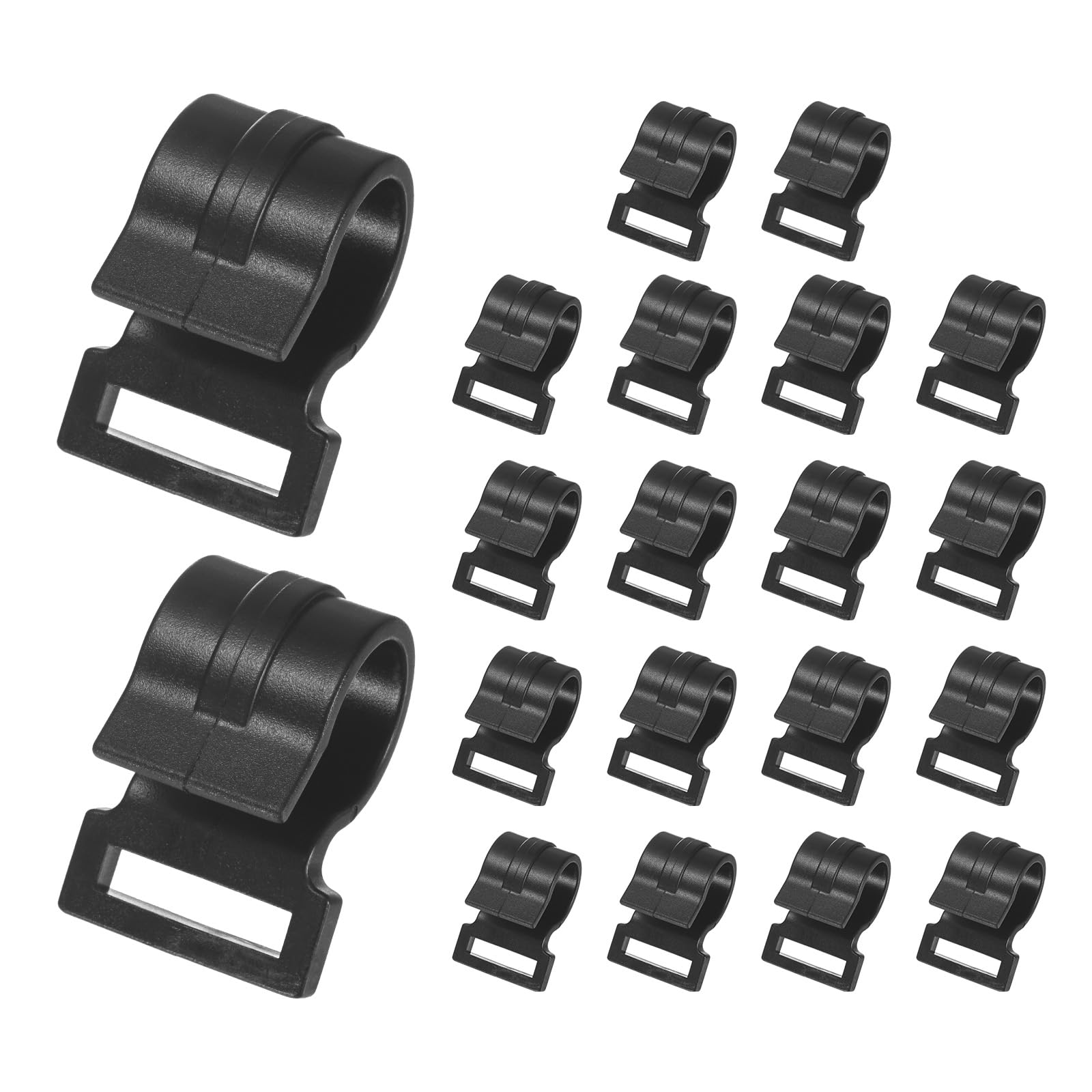 TIXIPEM 0.75IN Tent Pole Clips [20PCS] - C-Shaped Clamp Use for Camping & Awning Tent & Canopies Poles - [POM Plastic] Tent Pole Attachment Clips Webbing Strap Clamp