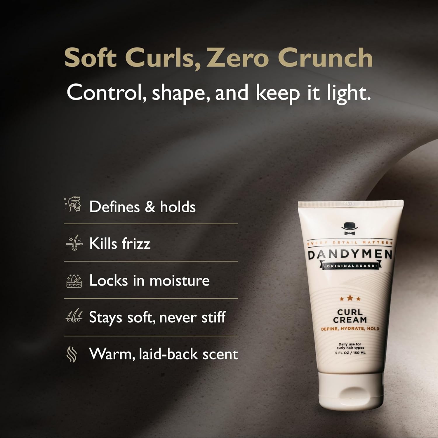 Curl Cream – Lightweight Curl Definer with Frizz Control and Hydration – Tobacco Vanilla Scent – 5 oz - Image 2