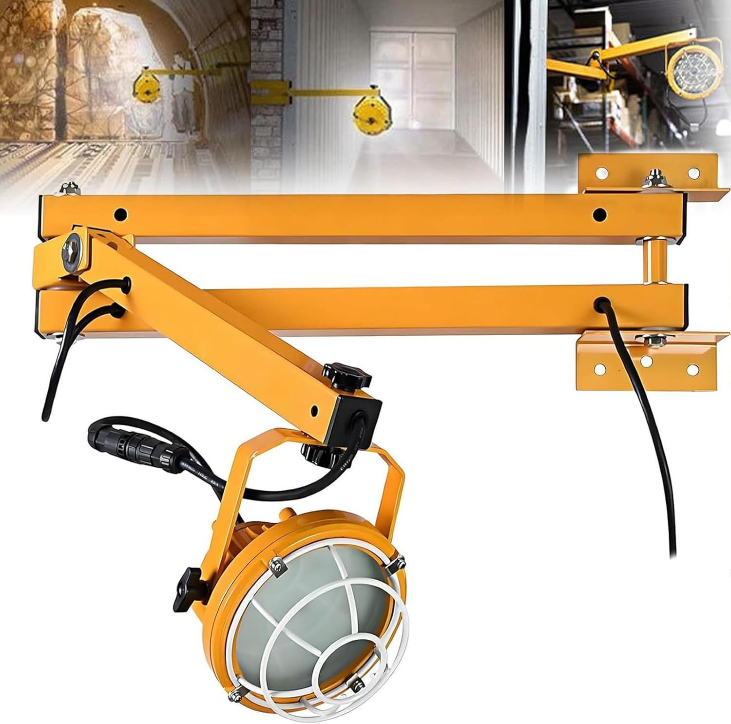 6000LM LED Dock Lights - 50W Industrial Lighting with 40" Swing Folding Double Arm, 360° Rotatable Head, IP65 Waterproof for Warehouses & Loading Docks