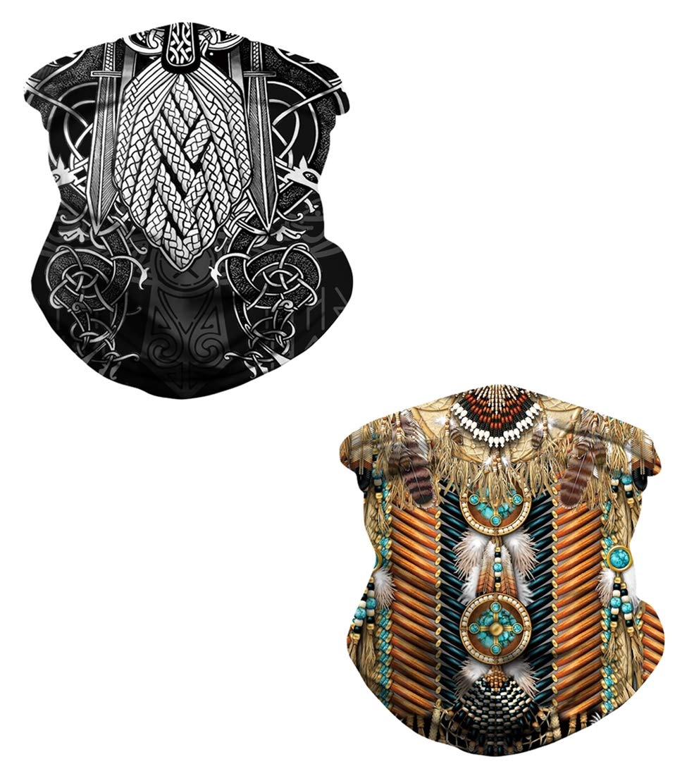 joo meryerJooMeryer Seamless Bandanas Balaclava Face Mask Neck Gaiter Viking Print for Men Women