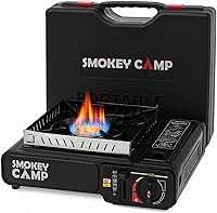 SmokeyCamp 3000W Portable Camping Stove Dual Fuel Butane/Propane, Auto Ignition, Precise Control, Suitcase Case for Hiking & Camping