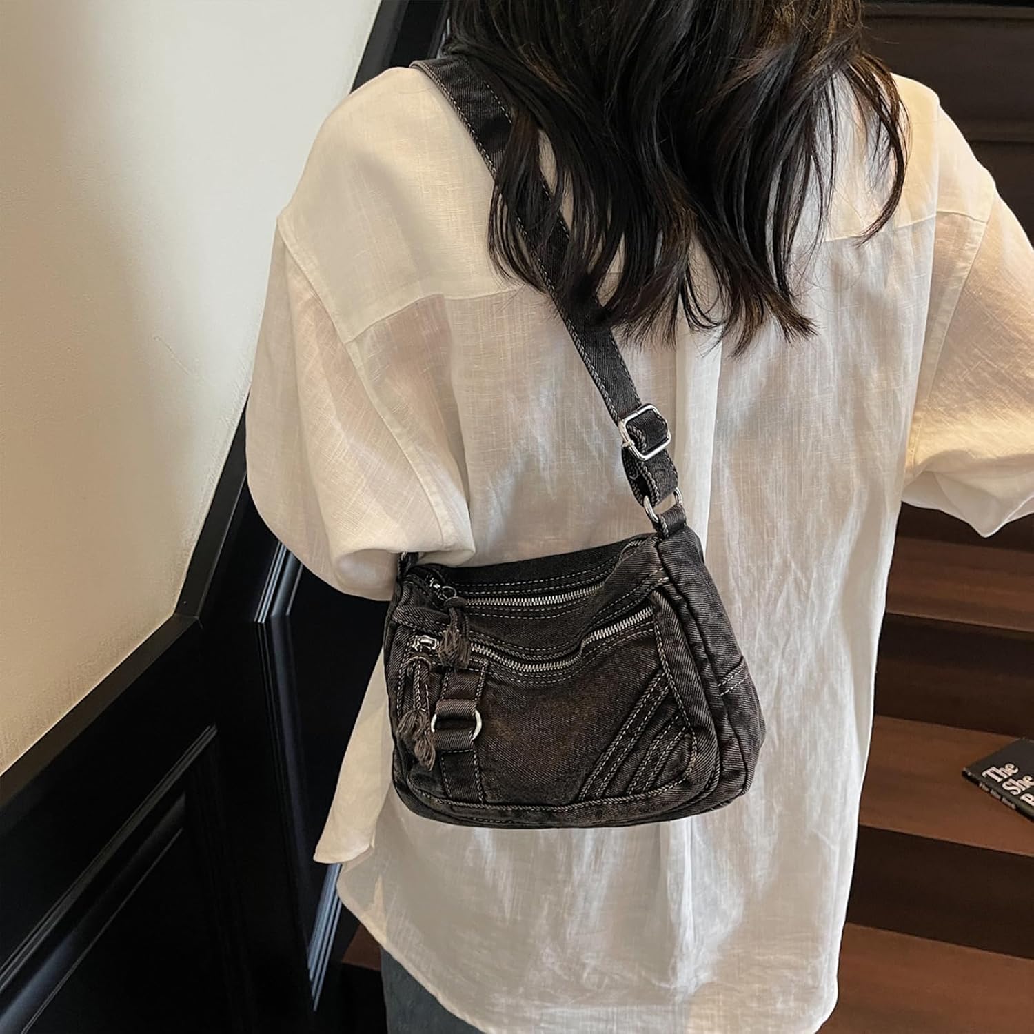 Denim Crossbody Bags for Women Small Jean Purse Casual Denim Shoulder Bag Handbag - Image 3